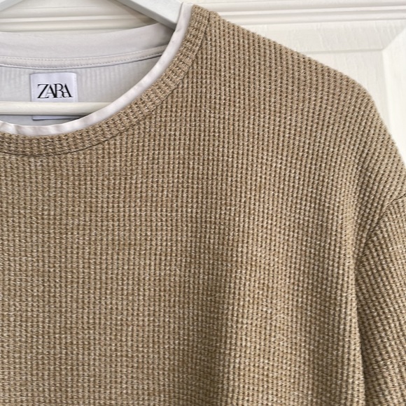 Zara Men’s Waffle Long Sleeve Sweater Size Large - Picture 9 of 9